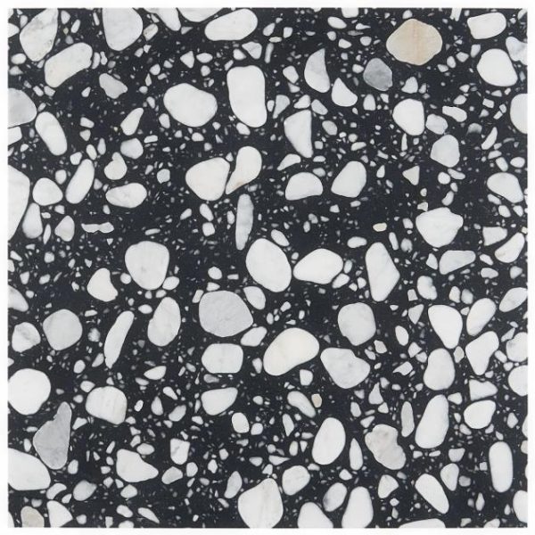 Shower | 1 sq. ft. Terrazzo Italy Sacra Nero Black & White 24×24 Honed Terrazzo Tile Black & White Shower Black & White