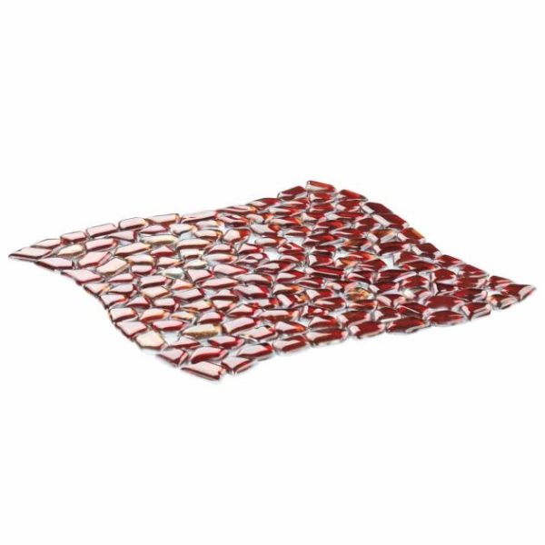 Backsplash & Kitchen | 1 sq. ft. Komorebi Pebble Bonfire Red Polished Glass Mosaic Tile Bonfire Red Backsplash & Kitchen Backsplash & Kitchen