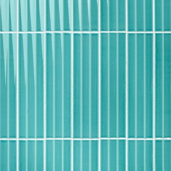 Bathroom | 1 sq. ft. Colorplay Fluted Teal Green 4.5×18 3D Crackled Glossy Ceramic Tile Teal Backsplash & Kitchen Backsplash & Kitchen