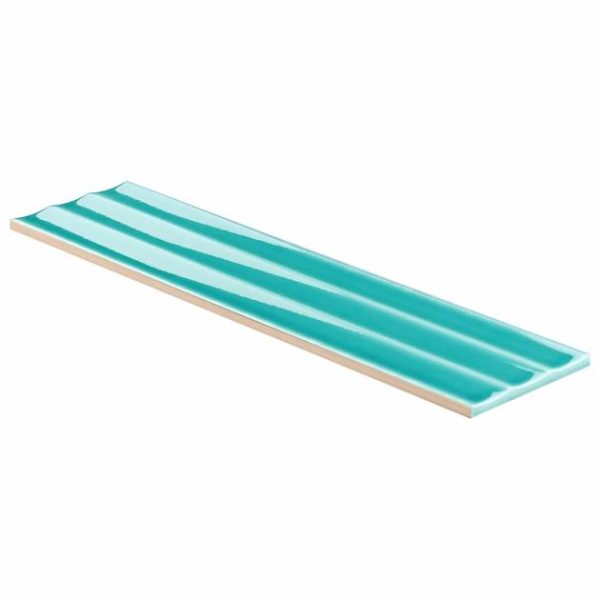 Bathroom | 1 sq. ft. Colorplay Fluted Teal Green 4.5×18 3D Crackled Glossy Ceramic Tile Teal Backsplash & Kitchen Backsplash & Kitchen