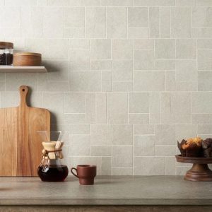 Pool Tiles | 1 sq. ft. Acadia French Pattern Warm Linen White Limestone Look Matte Porcelain Mosaic Tile Linen White Backsplash & Kitchen Backsplash & Kitchen