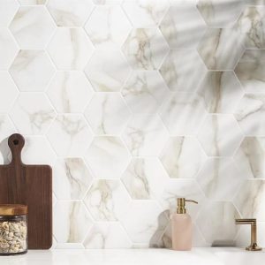 Pool Tiles | 1 sq. ft. Amalfi Calacatta 6” Hexagon Matte Porcelain Tile Matte Calacatta Bathroom Bathroom