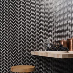 Pool Tiles | 1 sq. ft. Kai Black 1×2″ Herringbone Matte Porcelain Mosaic Tile Black Matte Herringbone Backsplash & Kitchen Backsplash & Kitchen