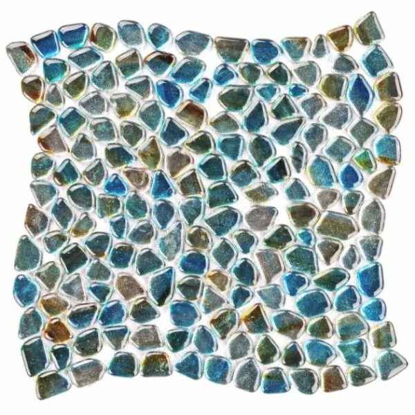 Shower | 1 sq. ft. Komorebi Pebble Juneau Spring Multicolor Polished Glass Mosaic Tile Juneau Spring Backsplash & Kitchen Backsplash & Kitchen