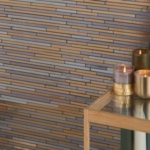 Backsplash & Kitchen | 1 sq. ft. Magma Slim Stack Bronze Polished Lava Stone Mosaic Tile Slim Stack Backsplash & Kitchen Backsplash & Kitchen