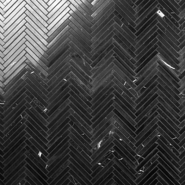 Backsplash & Kitchen | 1 sq. ft. Nero Marquina 1/2″ x4″ Herringbone Polished Marble Mosaic Tile .5X4 Backsplash & Kitchen .5X4