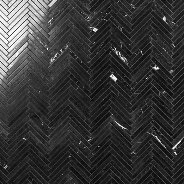 Backsplash & Kitchen | 1 sq. ft. Nero Marquina 1/2″ x4″ Herringbone Polished Marble Mosaic Tile .5X4 Backsplash & Kitchen .5X4