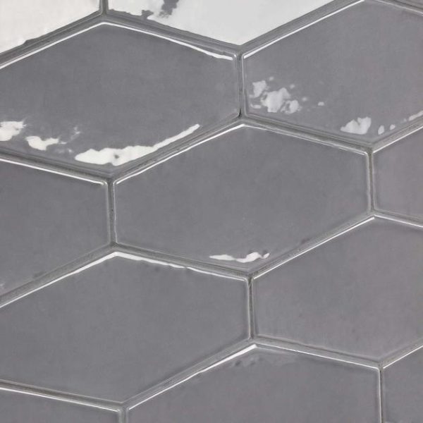 Bathroom | 1 sq. ft. Manchester Charcoal Gray 4×8 Hexagon Glazed Ceramic Wall Tile Charcoal Backsplash & Kitchen Backsplash & Kitchen