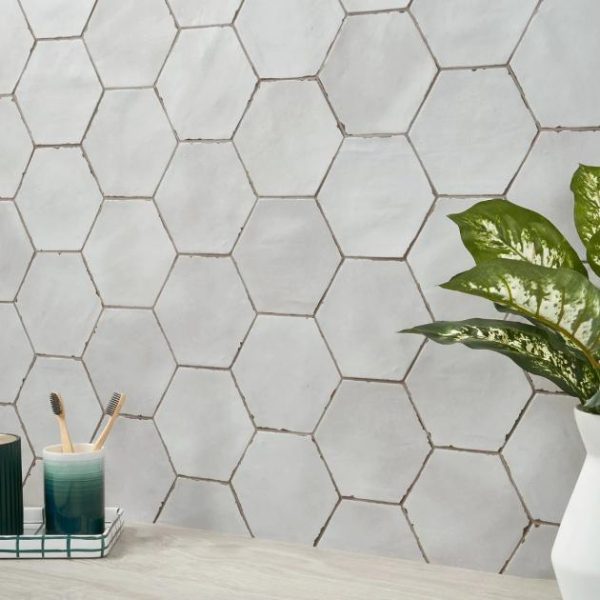 Bathroom | 1 sq. ft. Sasha Hex Rassa Gray 6″ Matte Porcelain Hexagon Tile Gray Backsplash & Kitchen Backsplash & Kitchen