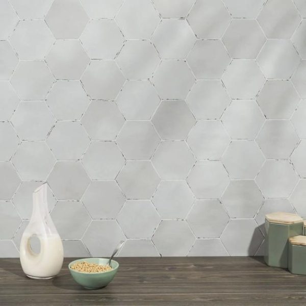 Bathroom | 1 sq. ft. Sasha Hex Rassa Gray 6″ Matte Porcelain Hexagon Tile Gray Backsplash & Kitchen Backsplash & Kitchen