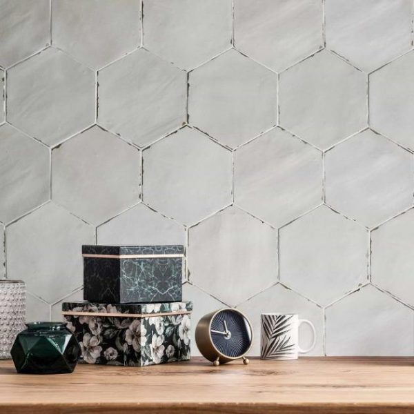 Bathroom | 1 sq. ft. Sasha Hex Rassa Gray 6″ Matte Porcelain Hexagon Tile Gray Backsplash & Kitchen Backsplash & Kitchen