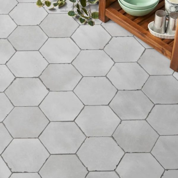 Bathroom | 1 sq. ft. Sasha Hex Rassa Gray 6″ Matte Porcelain Hexagon Tile Gray Backsplash & Kitchen Backsplash & Kitchen