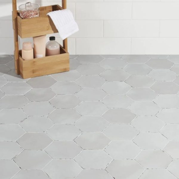 Bathroom | 1 sq. ft. Sasha Hex Rassa Gray 6″ Matte Porcelain Hexagon Tile Gray Backsplash & Kitchen Backsplash & Kitchen