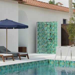 Pool Tiles | 1 sq. ft. Artwave Lagoon Green Iridescent 1×4 Polished Glass Mosaic Tile Lagoon Green Backsplash & Kitchen Backsplash & Kitchen