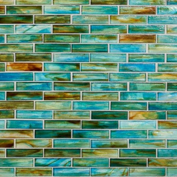 Pool Tiles | 1 sq. ft. Artwave Lagoon Green Iridescent 1×4 Polished Glass Mosaic Tile Lagoon Green Backsplash & Kitchen Backsplash & Kitchen