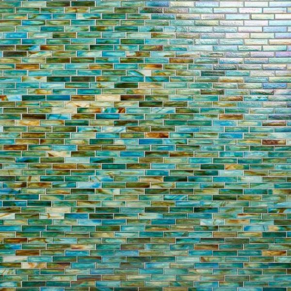 Pool Tiles | 1 sq. ft. Artwave Lagoon Green Iridescent 1×4 Polished Glass Mosaic Tile Lagoon Green Backsplash & Kitchen Backsplash & Kitchen