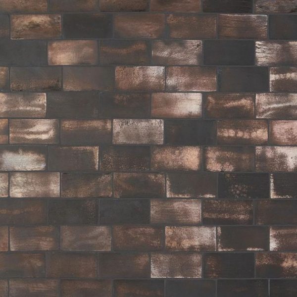 Bathroom | 1 sq. ft. Emery Bronze Brown 4×8 Metallic Handmade Crackled Terracotta Subway Tile Bronze Brown Backsplash & Kitchen Backsplash & Kitchen