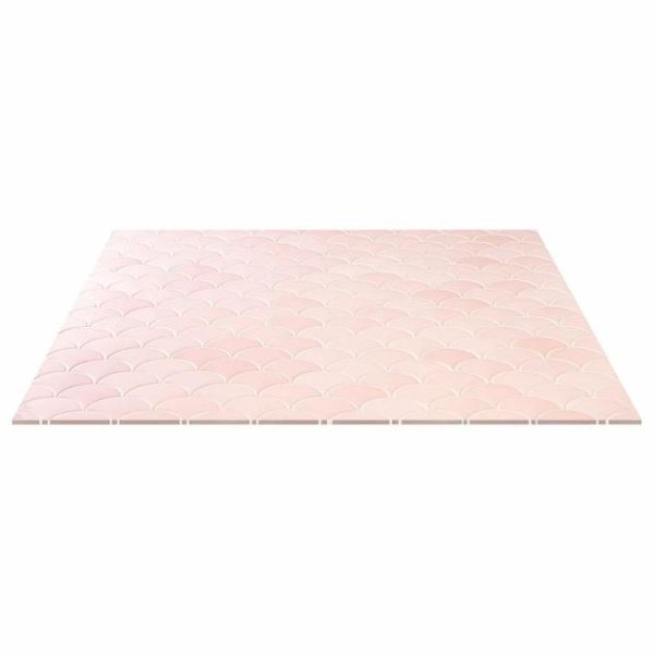 Bathroom | 1 sq. ft. Highwater Rose Pink Fishscale 2×5 Polished Ceramic Wall Tile Rose Pink Backsplash & Kitchen Backsplash & Kitchen