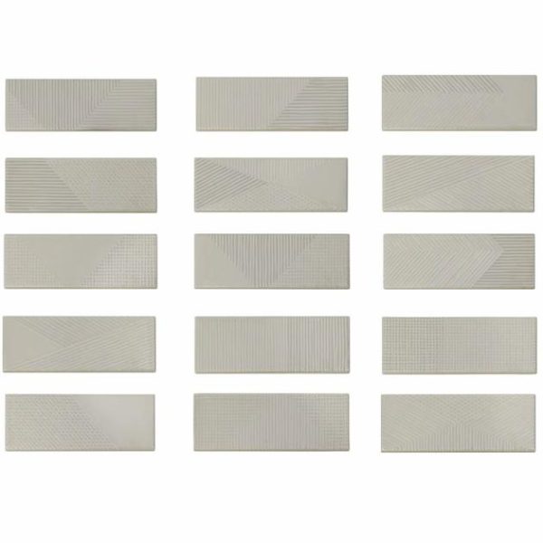 Shower | 1 sq. ft. Enigma Light Gray 2×8 Polished Textured Ceramic Wall Tile Light Gray Backsplash & Kitchen Backsplash & Kitchen